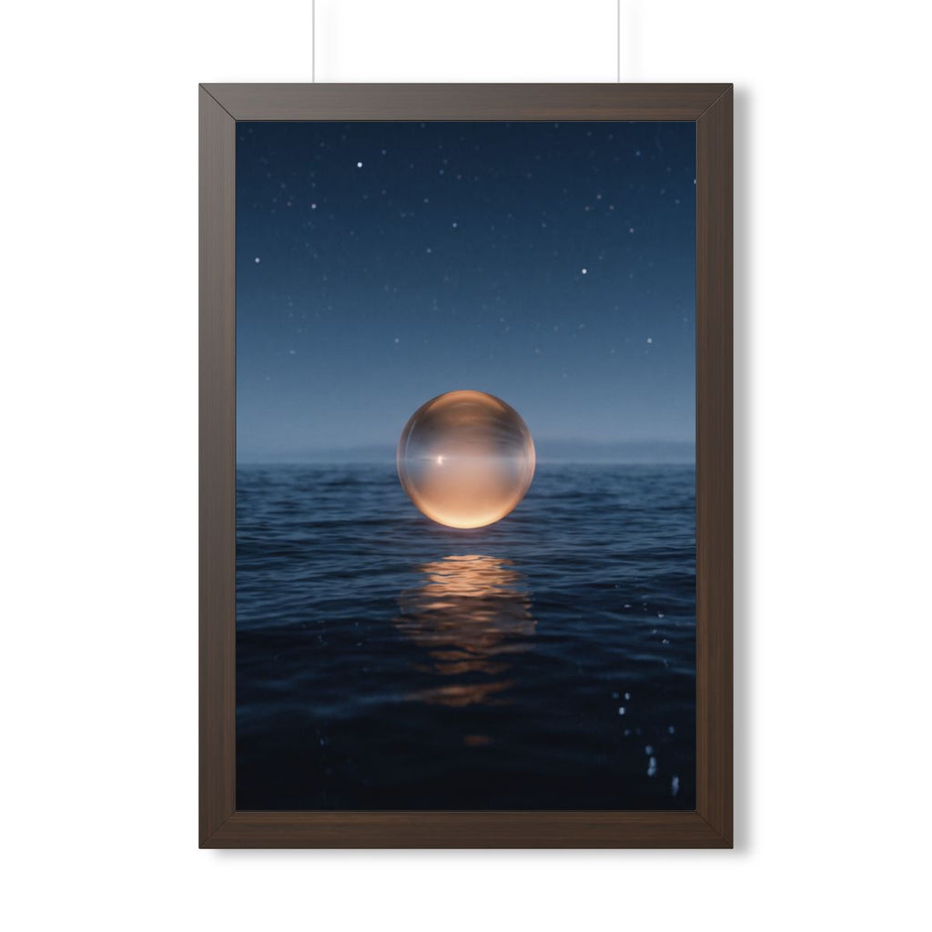 Framed Vertical Poster - Glowing Ocean Horizon — Walnut... |...