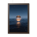 Framed Vertical Poster - Glowing Ocean Horizon — Walnut... |...