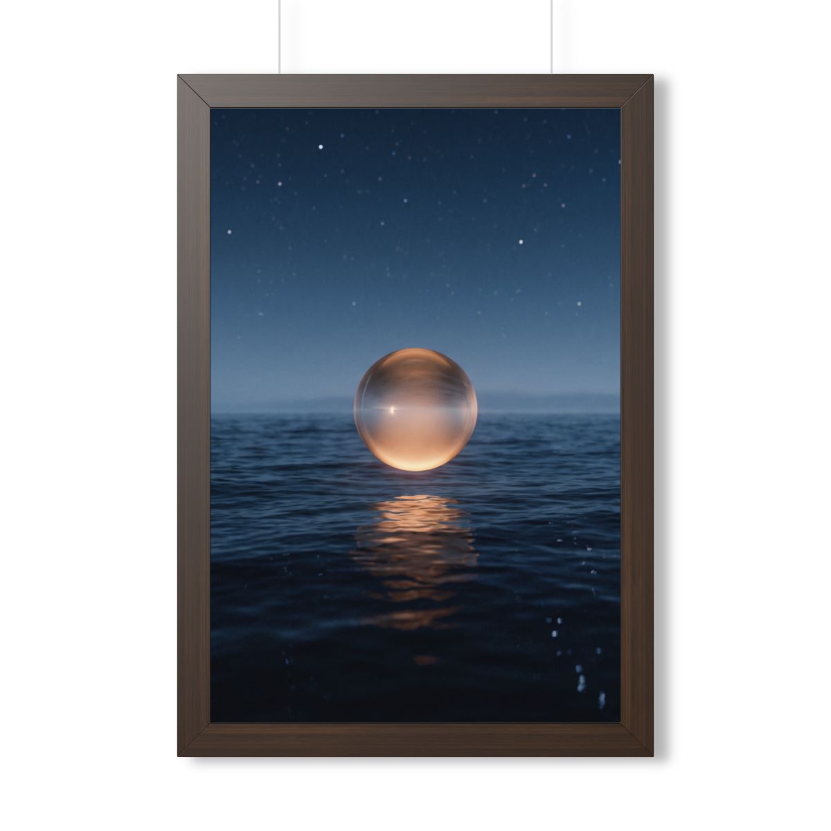 Framed Vertical Poster - Glowing Ocean Horizon — Walnut... |...