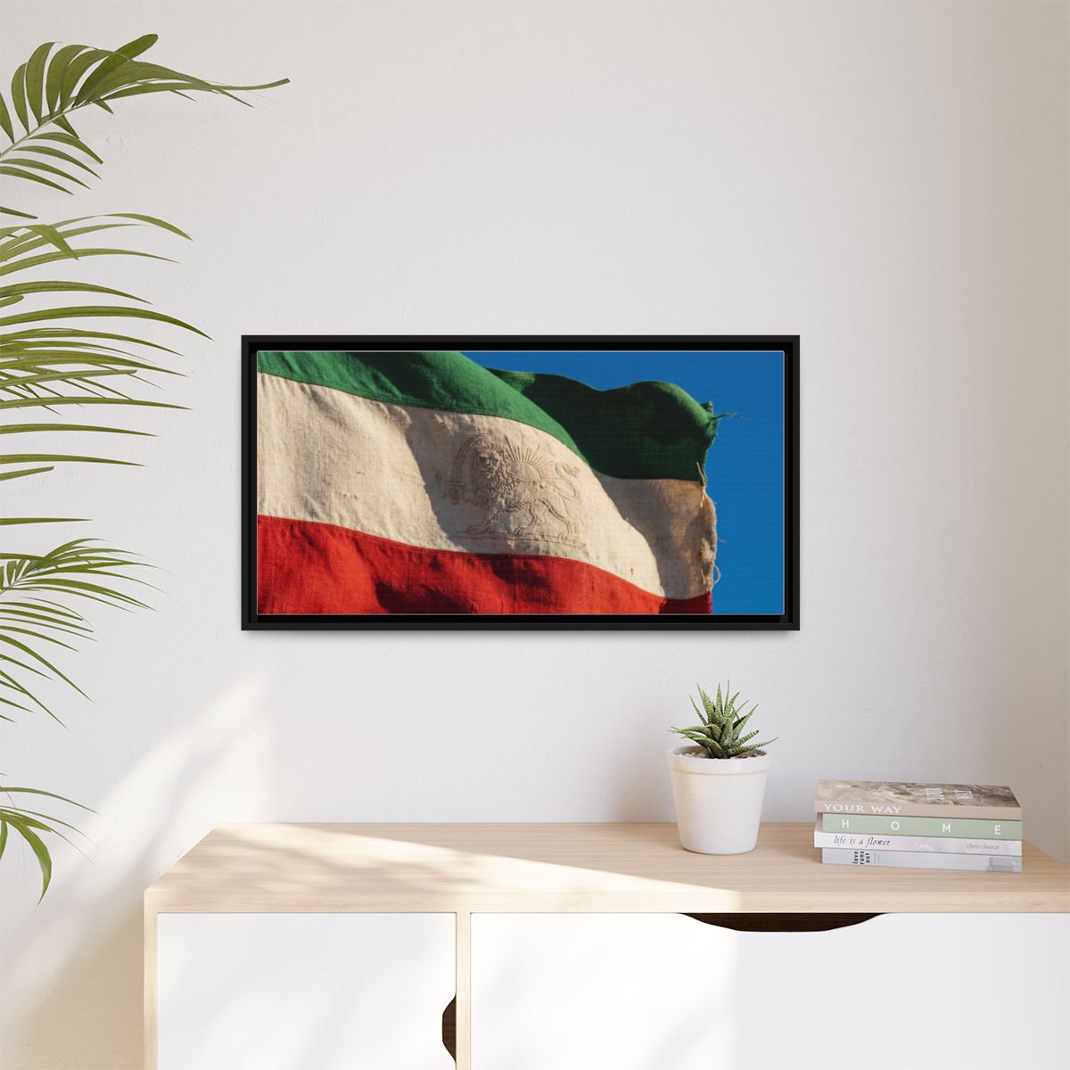 Framed Canvas Art - Distressed Flag — Black / 1.25"