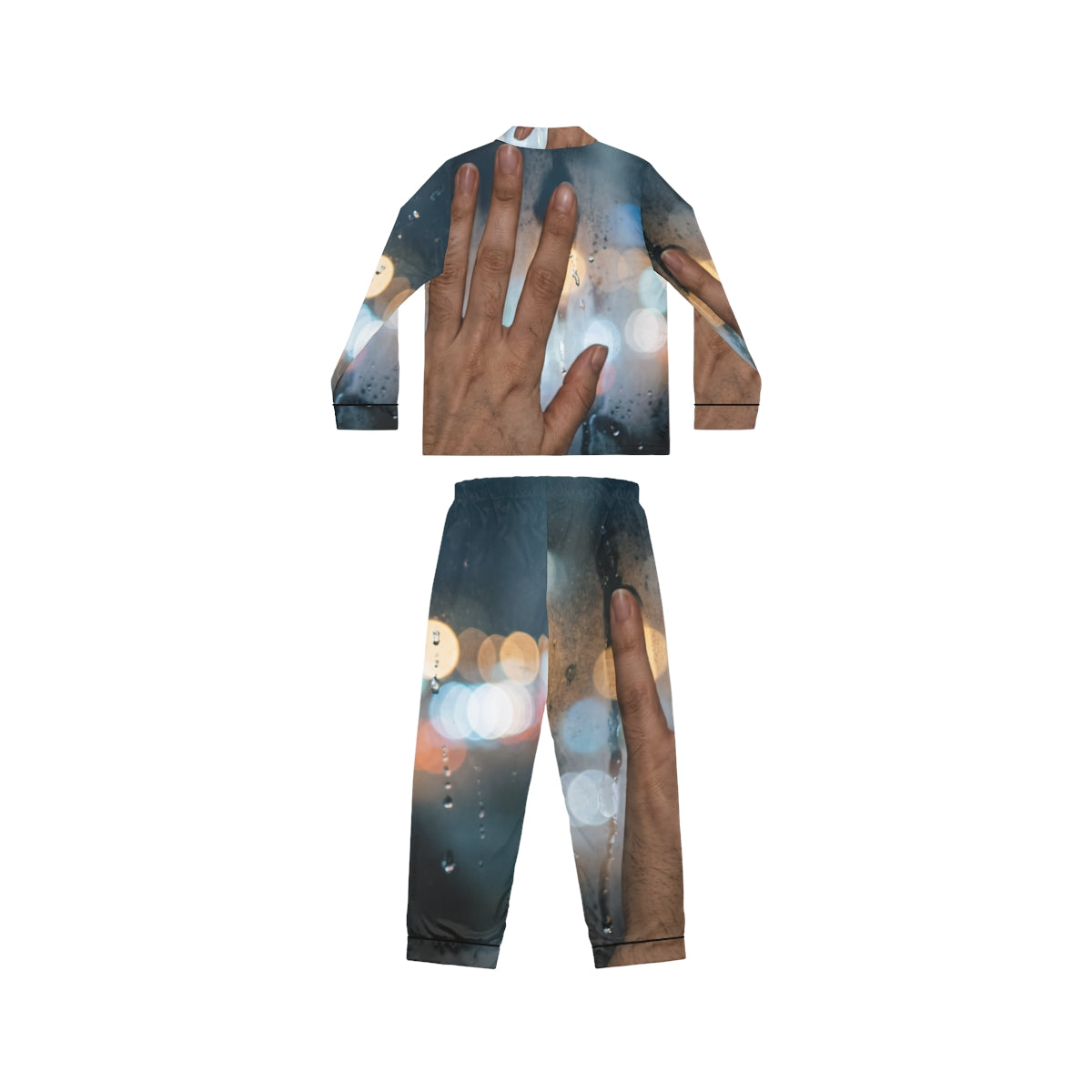 Women's Satin Pajamas Rainy City Window