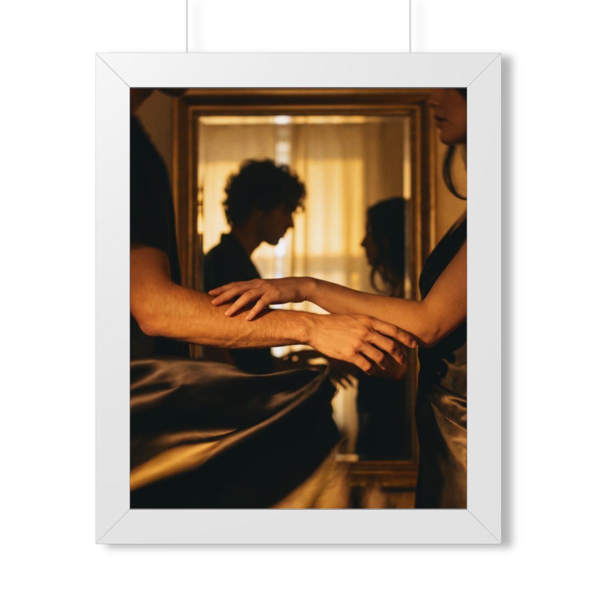 Framed Vertical Poster - Shadowed Silhouettes Romantic Art...
