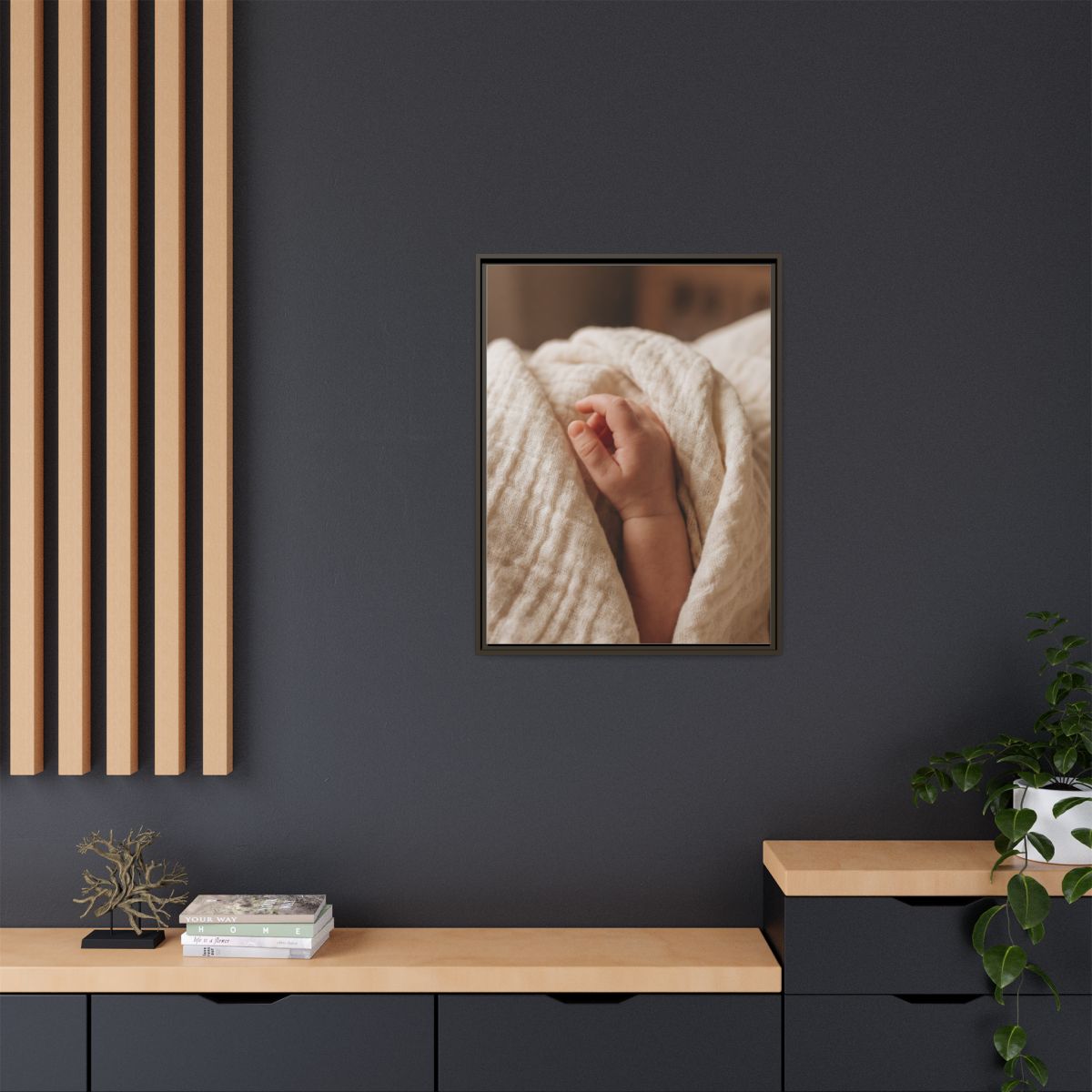 Framed Matte Canvas - Tender Newborn Hand (8×10, 9×12... |...