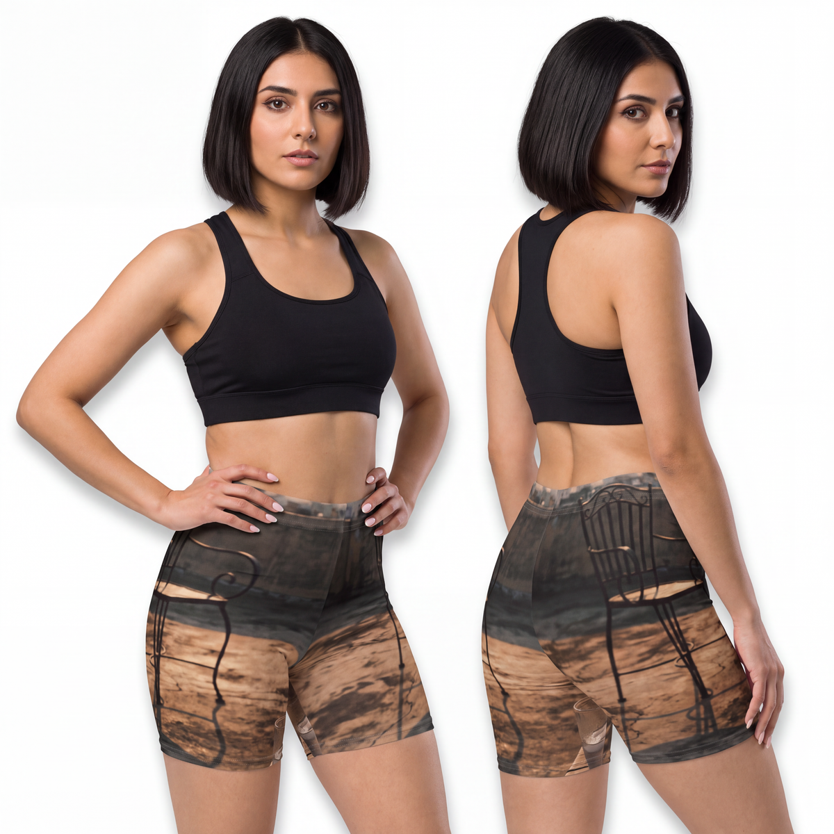 Women's Biker Shorts - Golden Hour Rooftop Solitude Art |...