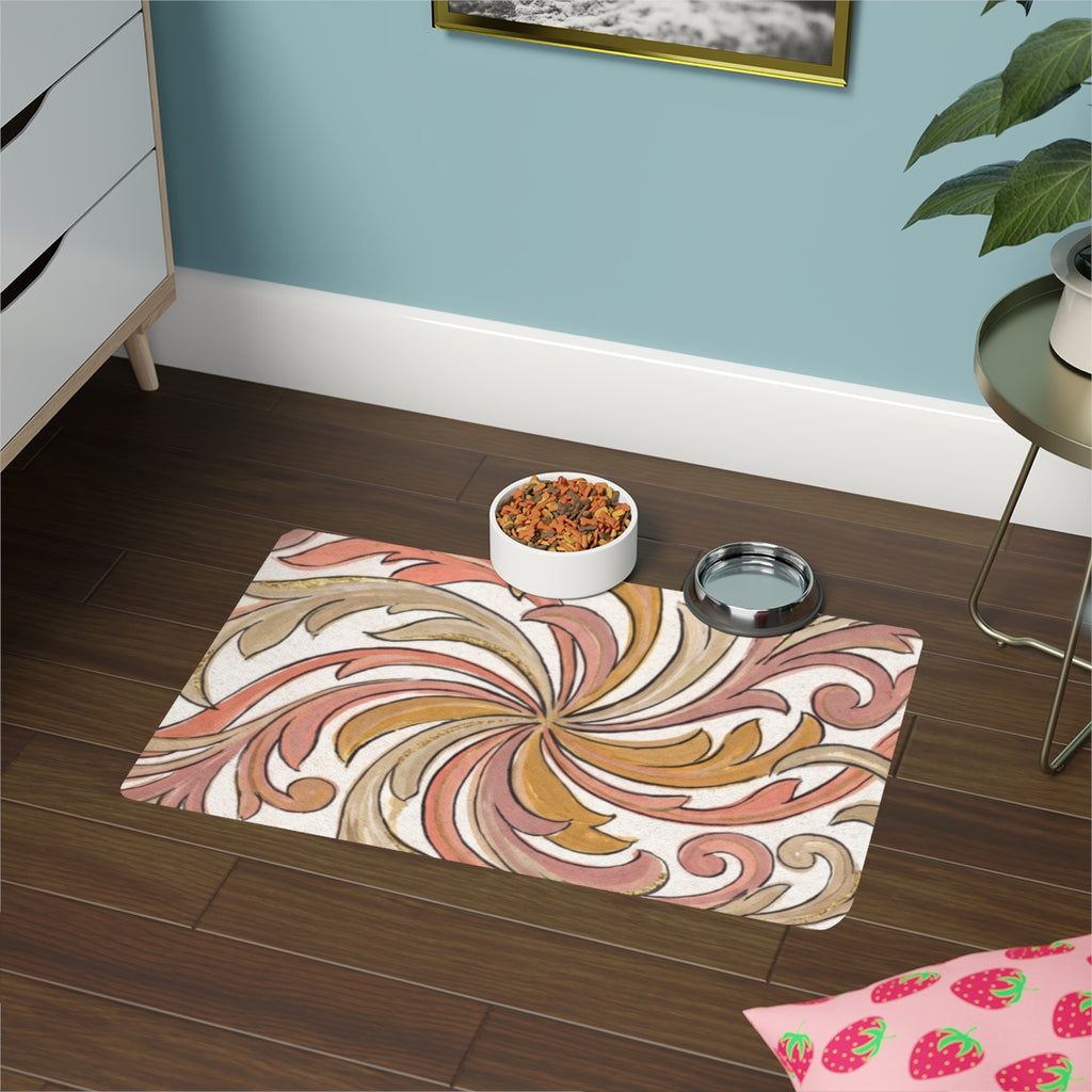 Pet Food Mat - Baroque Gilded Swirls (12x18) | Echovira...