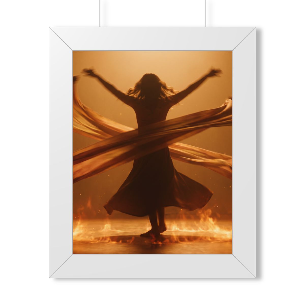 Framed Vertical Poster - Fire Dance Ascent — White (11×14......