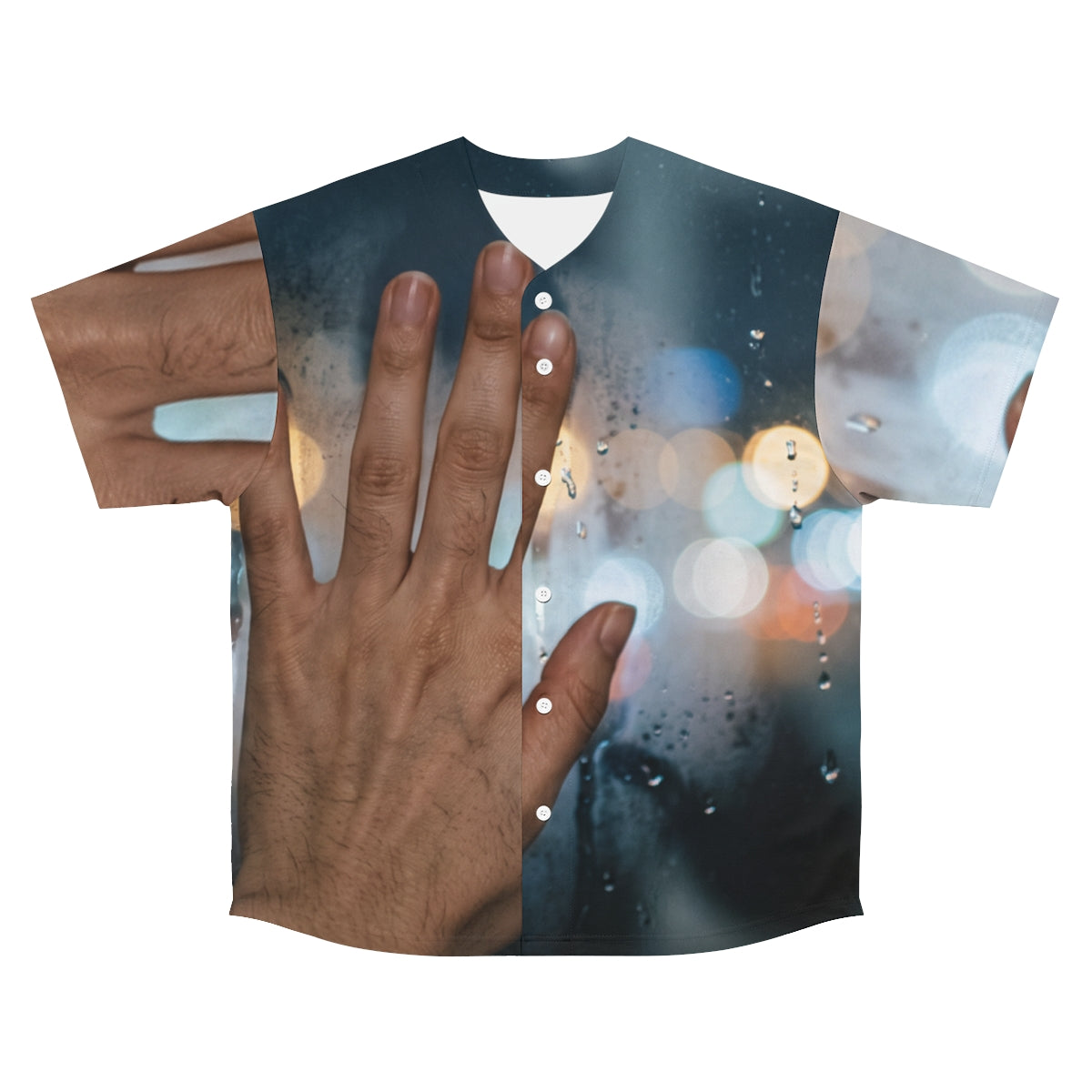 Men's Baseball Jersey Rainy City Window Art