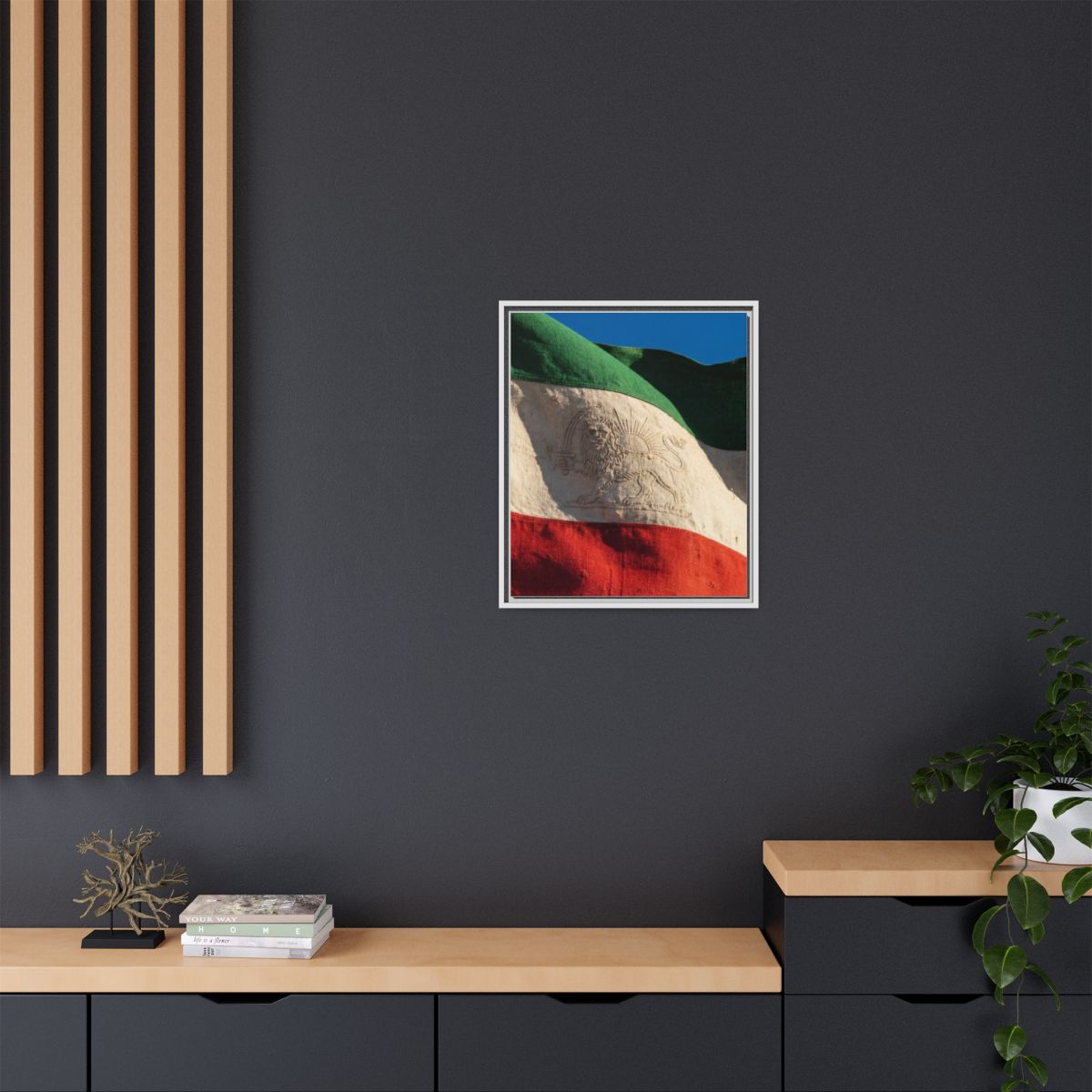 Framed Canvas Art - Distressed Flag — White / 1.25"