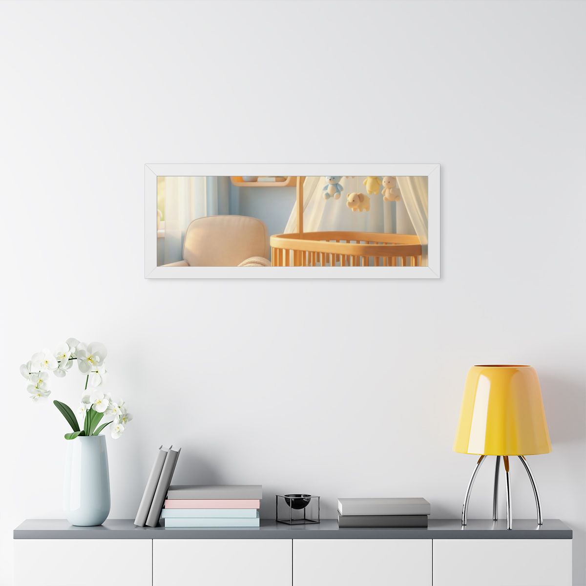 Framed Horizontal Poster - Dreamy Serene Nursery Art — White...