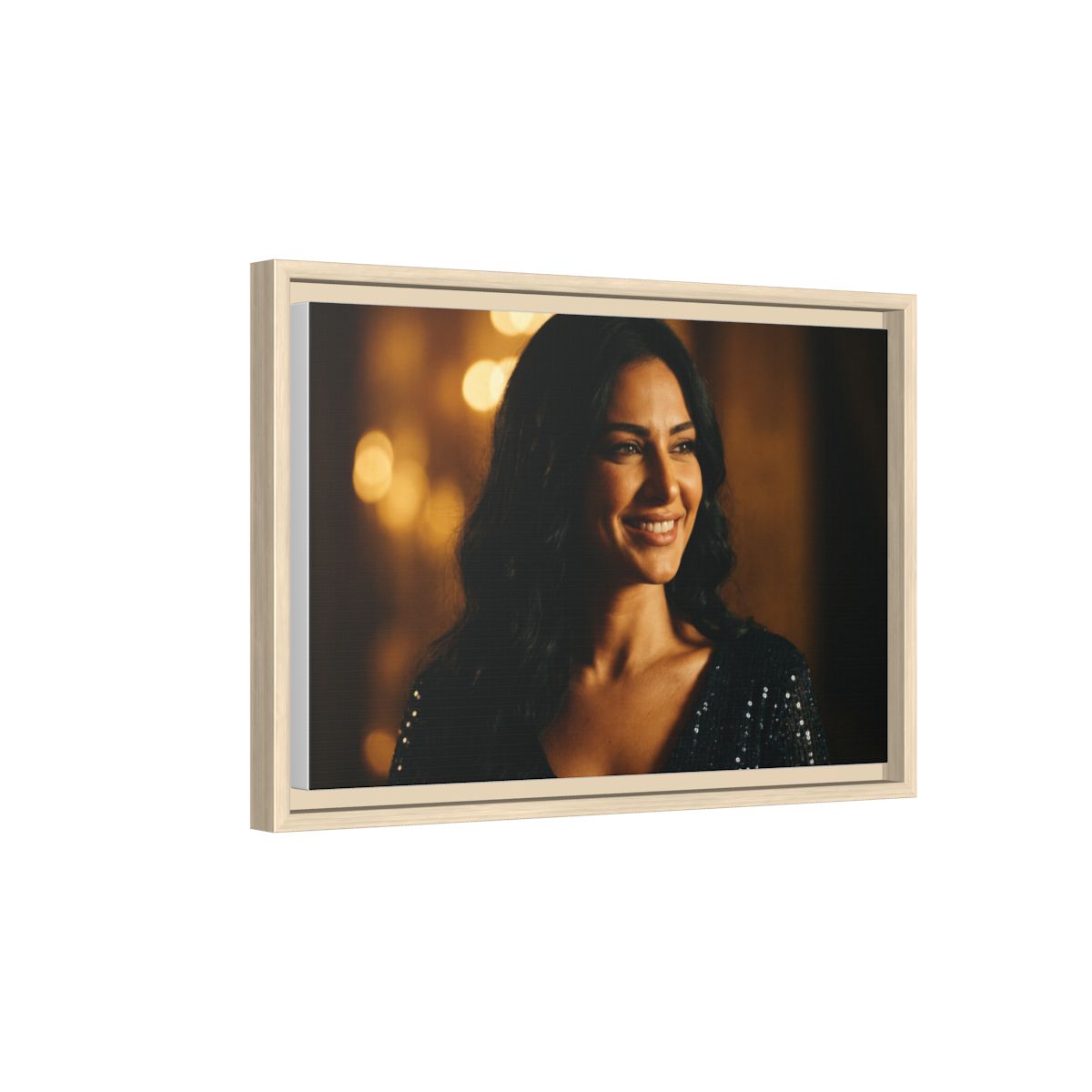 Framed Canvas Art - Golden Glamour — Natural / 1.25"