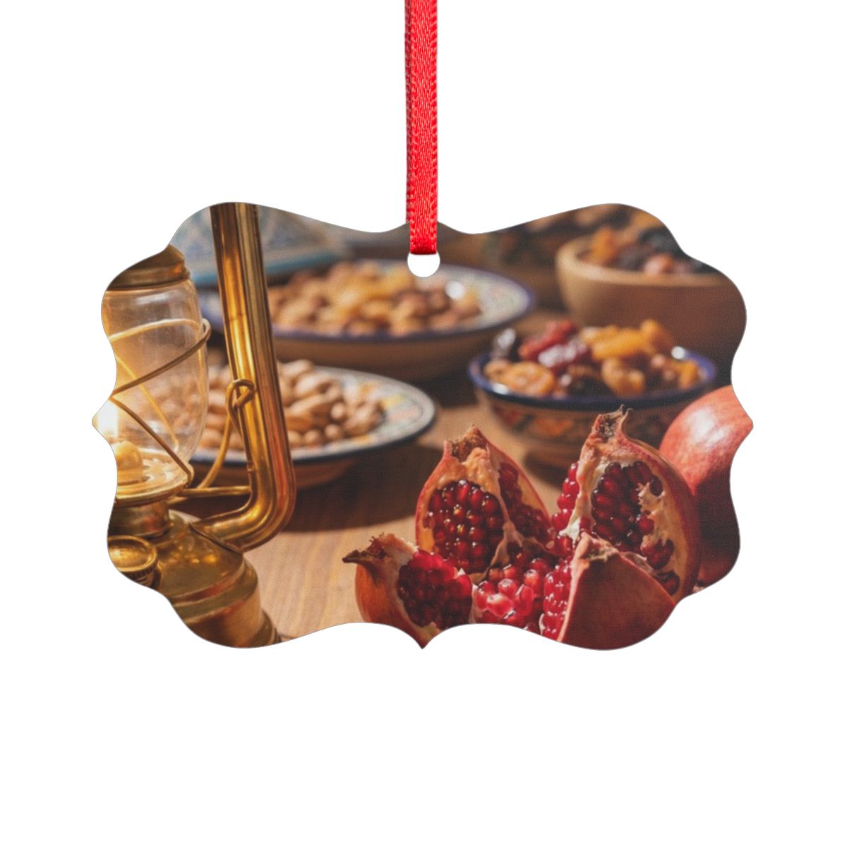 Acrylic Ornament - Festive Pomegranate Still Life | Echovira...