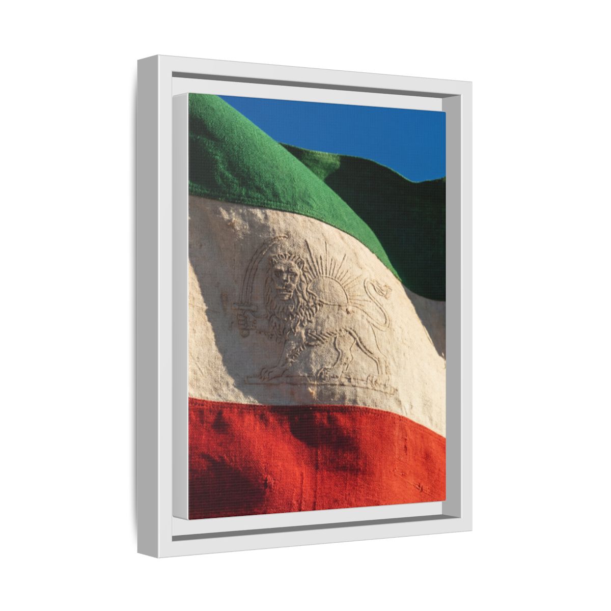 Framed Canvas Art - Distressed Flag — White / 1.25"