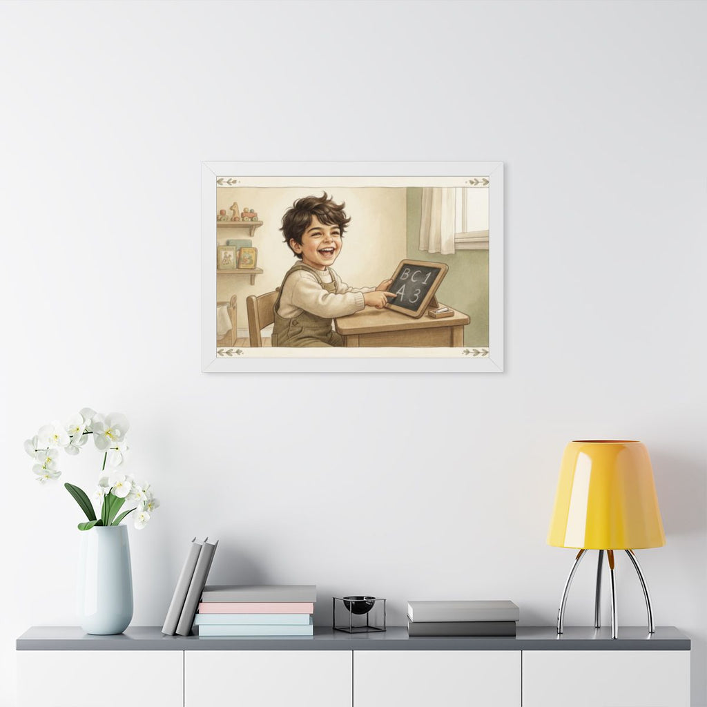 Framed Horizontal Poster - Little Scholar — White (14×11......