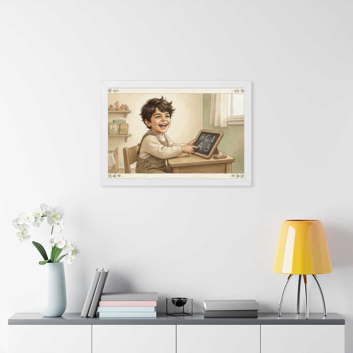 Framed Horizontal Poster - Little Scholar — White (14×11......