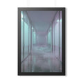Framed Vertical Poster - Liminal Corridor Fog Art Print —......