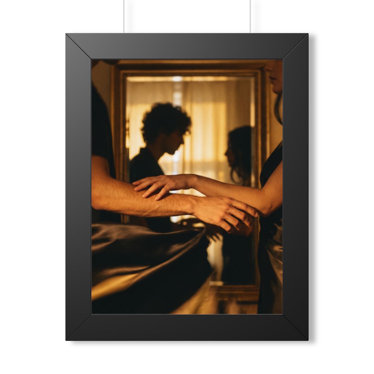 Framed Vertical Poster - Shadowed Silhouettes Romantic Art...
