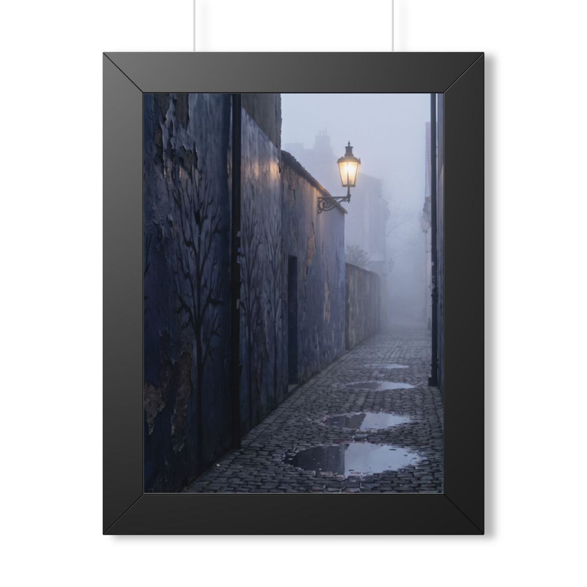 Framed Vertical Poster - Cobblestone in Mist — Black (11×14...