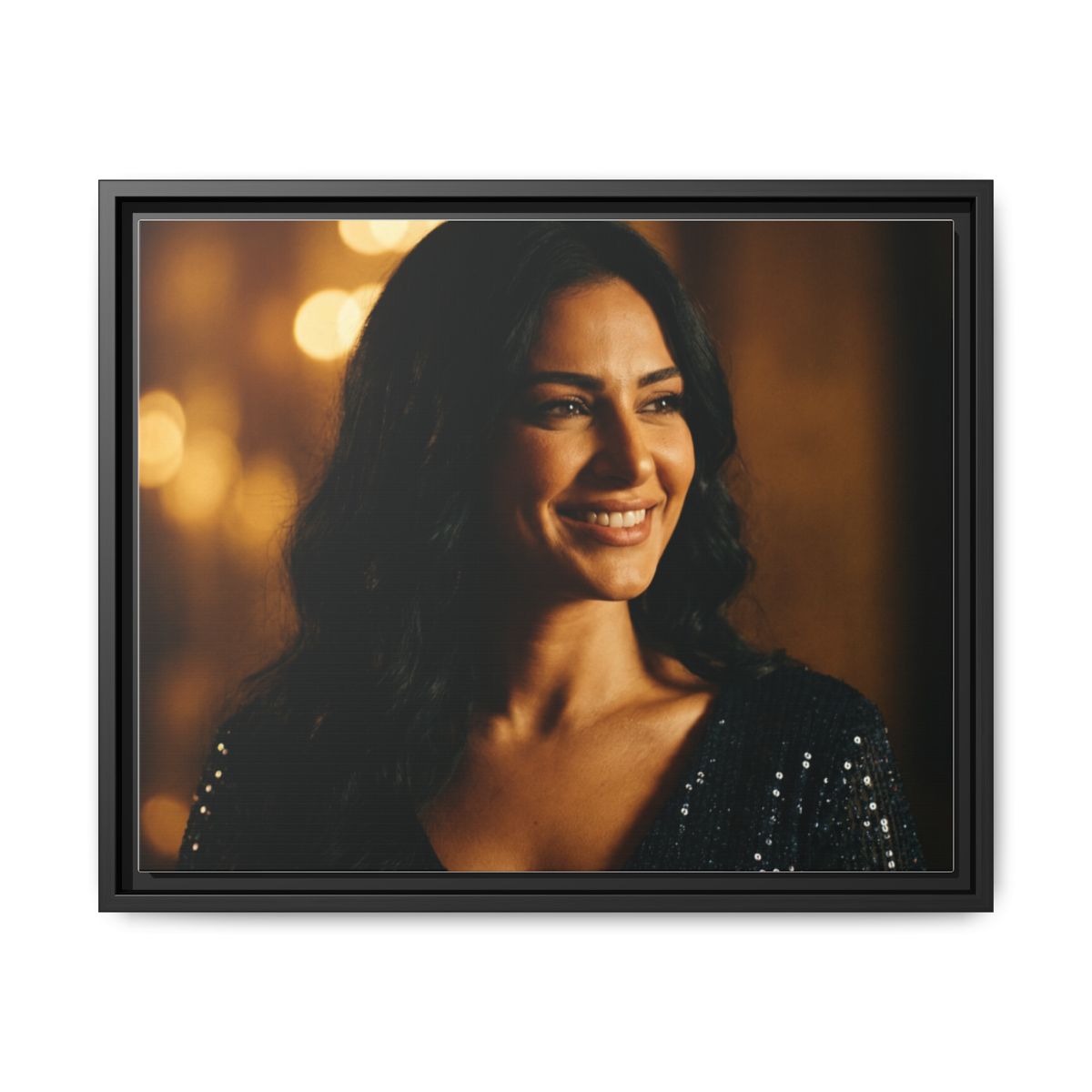 Framed Canvas Art - Golden Glamour — Black / 1.25"