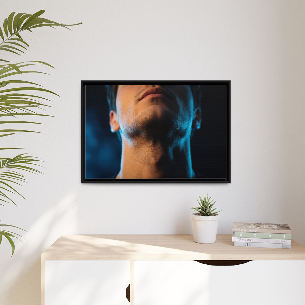 Matte Canvas, Framed - Neon Shadows Cinematic Portrait Art...