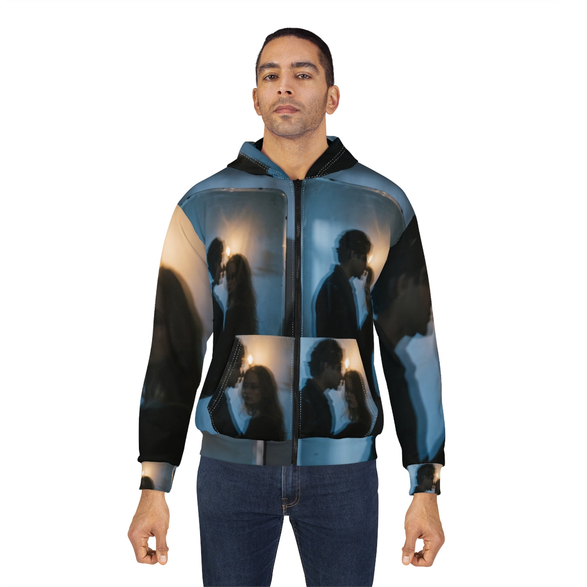 Men's Midnight Shadow Zip Hoodie - Cinematic Cozy Outerwear...