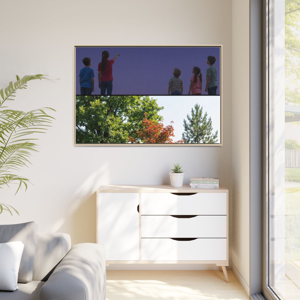 Matte Canvas, Framed - Stardust & Forest Discovery — Natural...