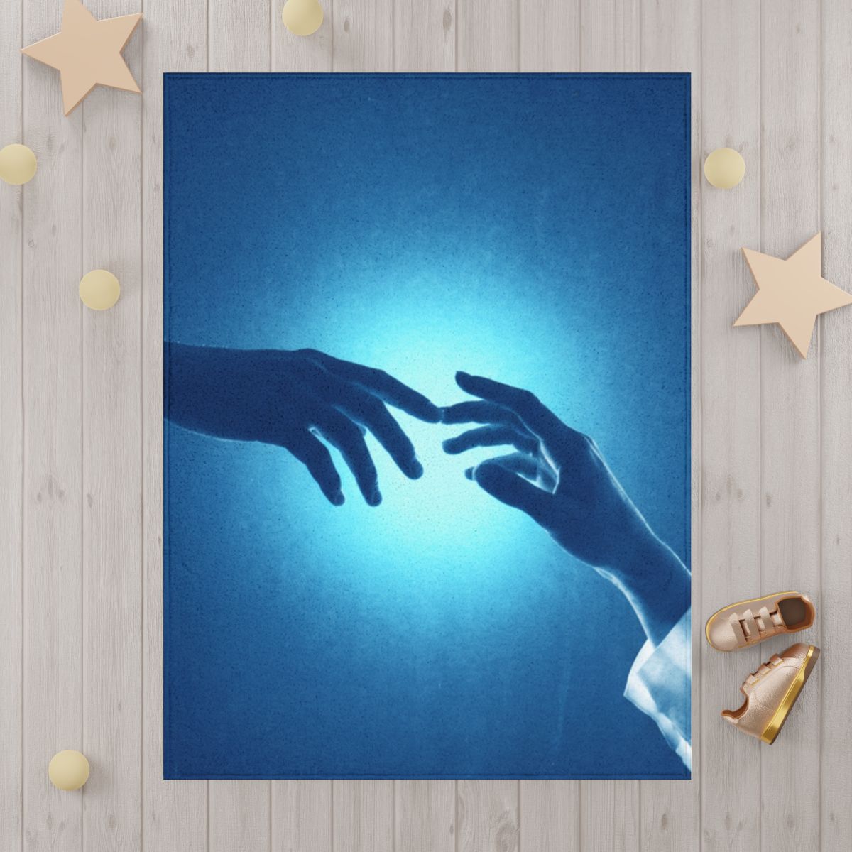 Cyan Reaching Hands Toddler Blanket