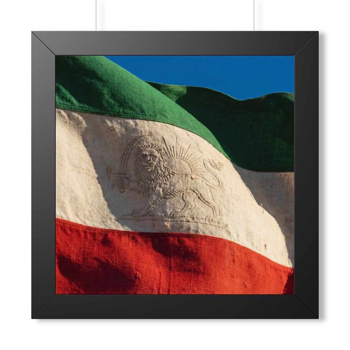 Framed Vertical Poster - Vintage Persian Lion and Sun Flag...