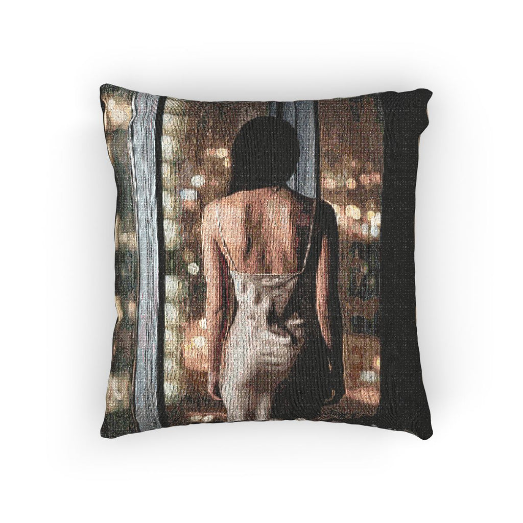 Woven Pillow - City Rain Solitude | Echovira Gallery