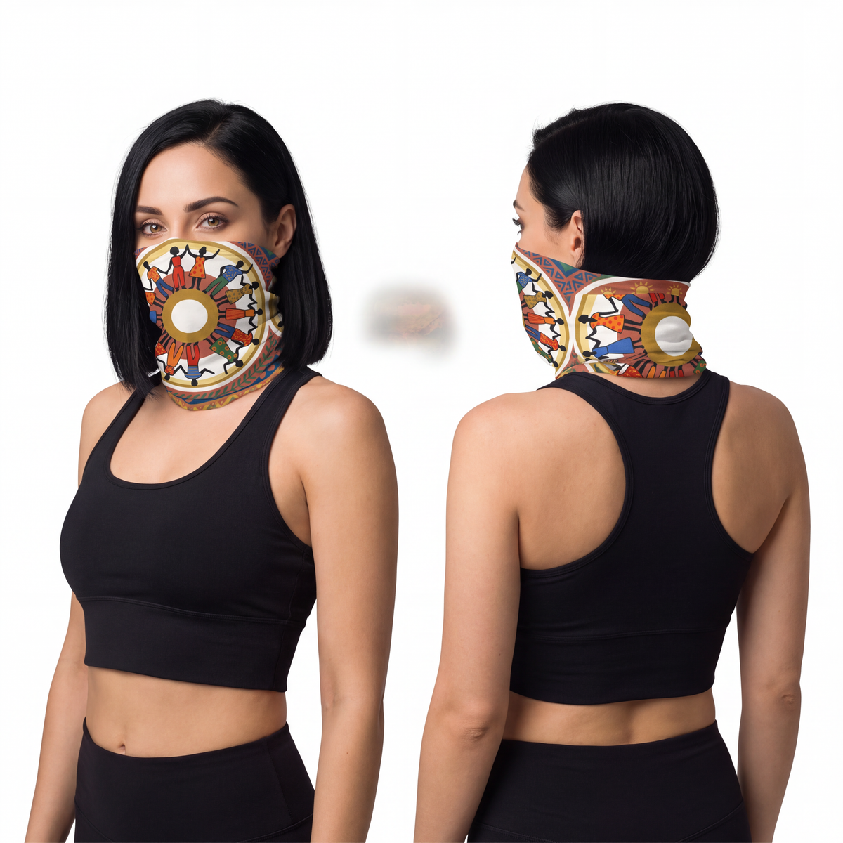 Lightweight Neck Gaiter - Unity Mandala Folk Art | Echovira...