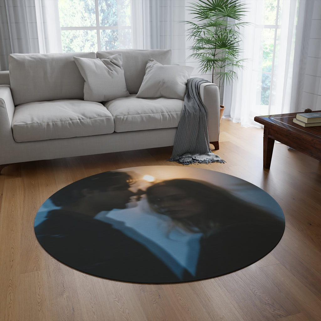 Midnight Shadow Round Rug - Cozy Bedroom Floor Circle |...