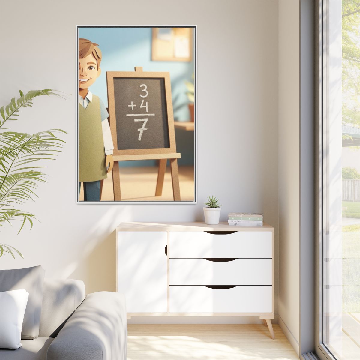 Matte Canvas Framed - Classroom Math Paper Art — White /......