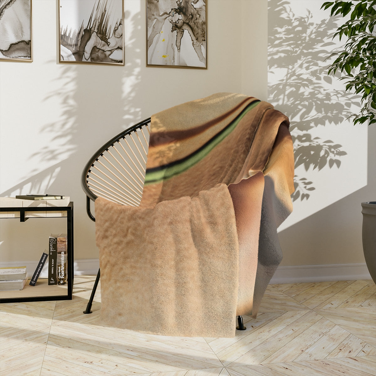 Golden Hour Velveteen Blanket - Cozy Emerald Sunset |...