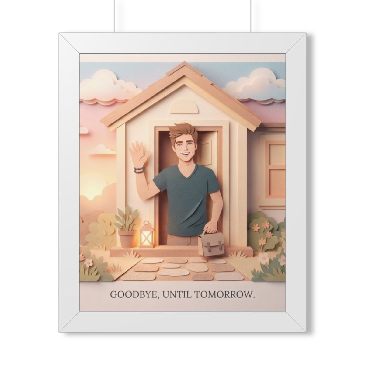 Framed Vertical Poster - Safe Journey Paper Cut Home Art —...
