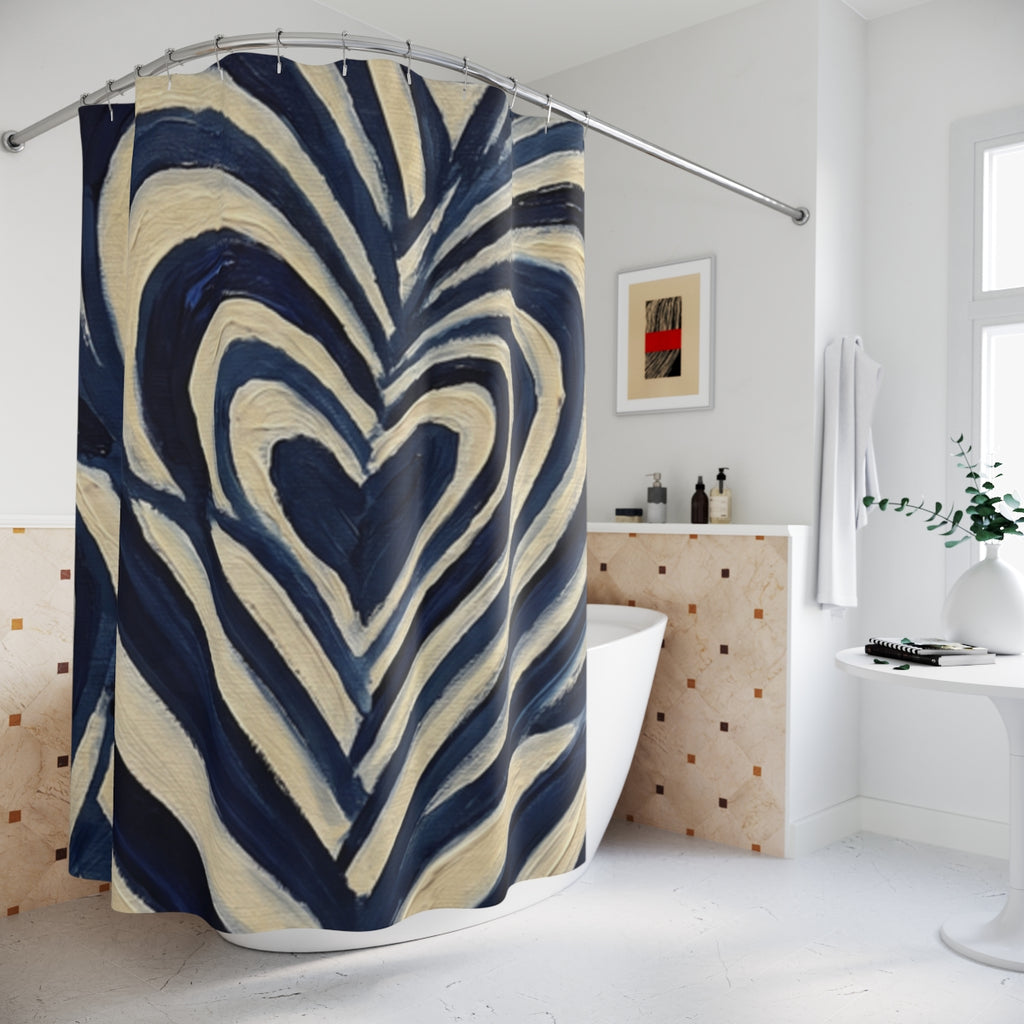 Shower Curtain - Hypnotic Heart Waves | Echovira Gallery