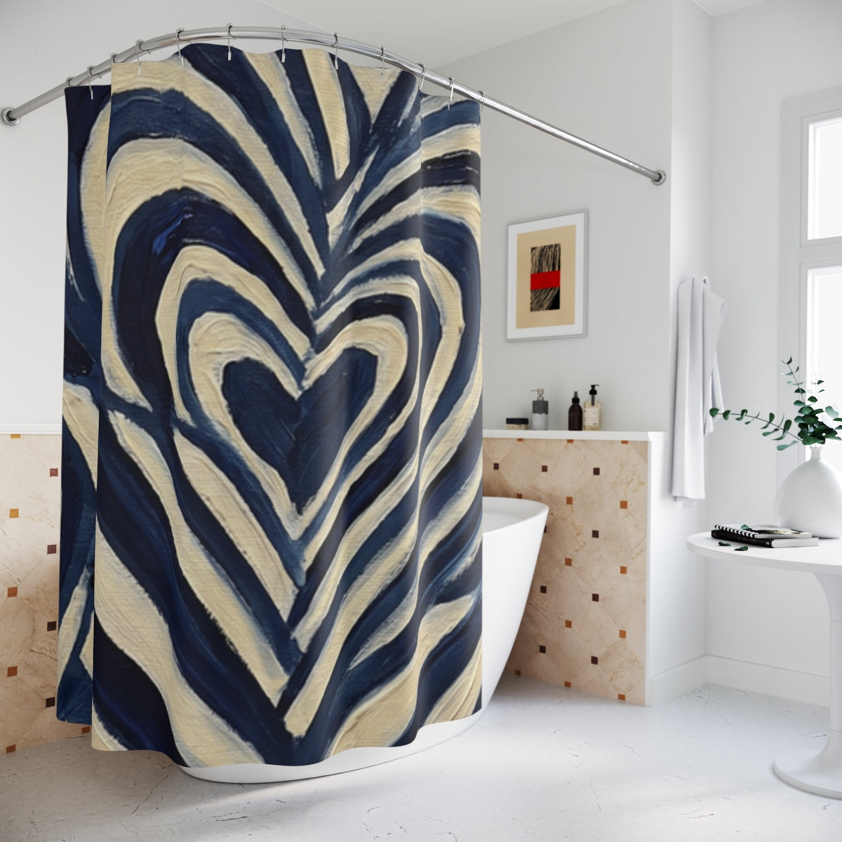 Shower Curtain - Hypnotic Heart Waves | Echovira Gallery