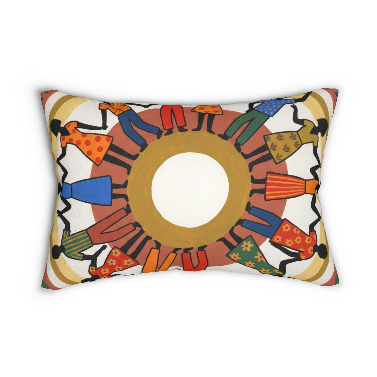 Spun Polyester Lumbar Pillow - Unity Mandala Folk Art |...