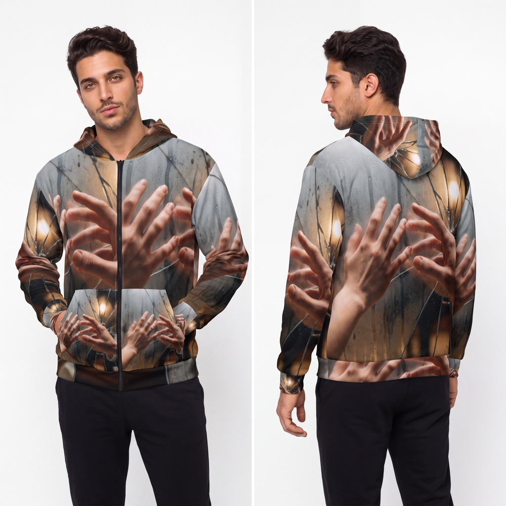 Men's Zip Hoodie - Fractured Horizon | Echovira Gallery