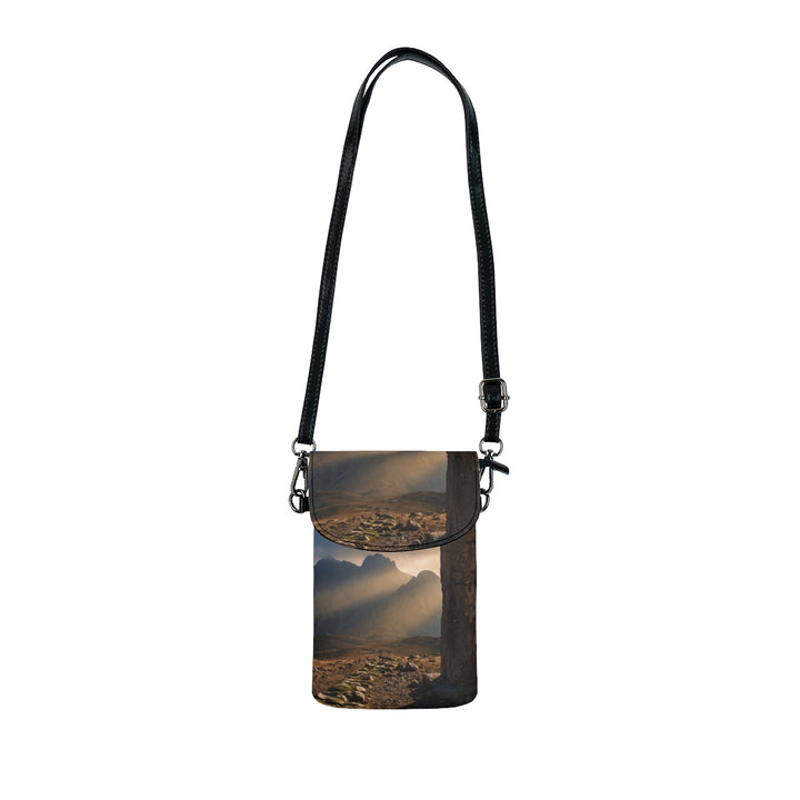Small Cell Phone Wallet - Mystic Monolith Ancient Persian Mountain Art