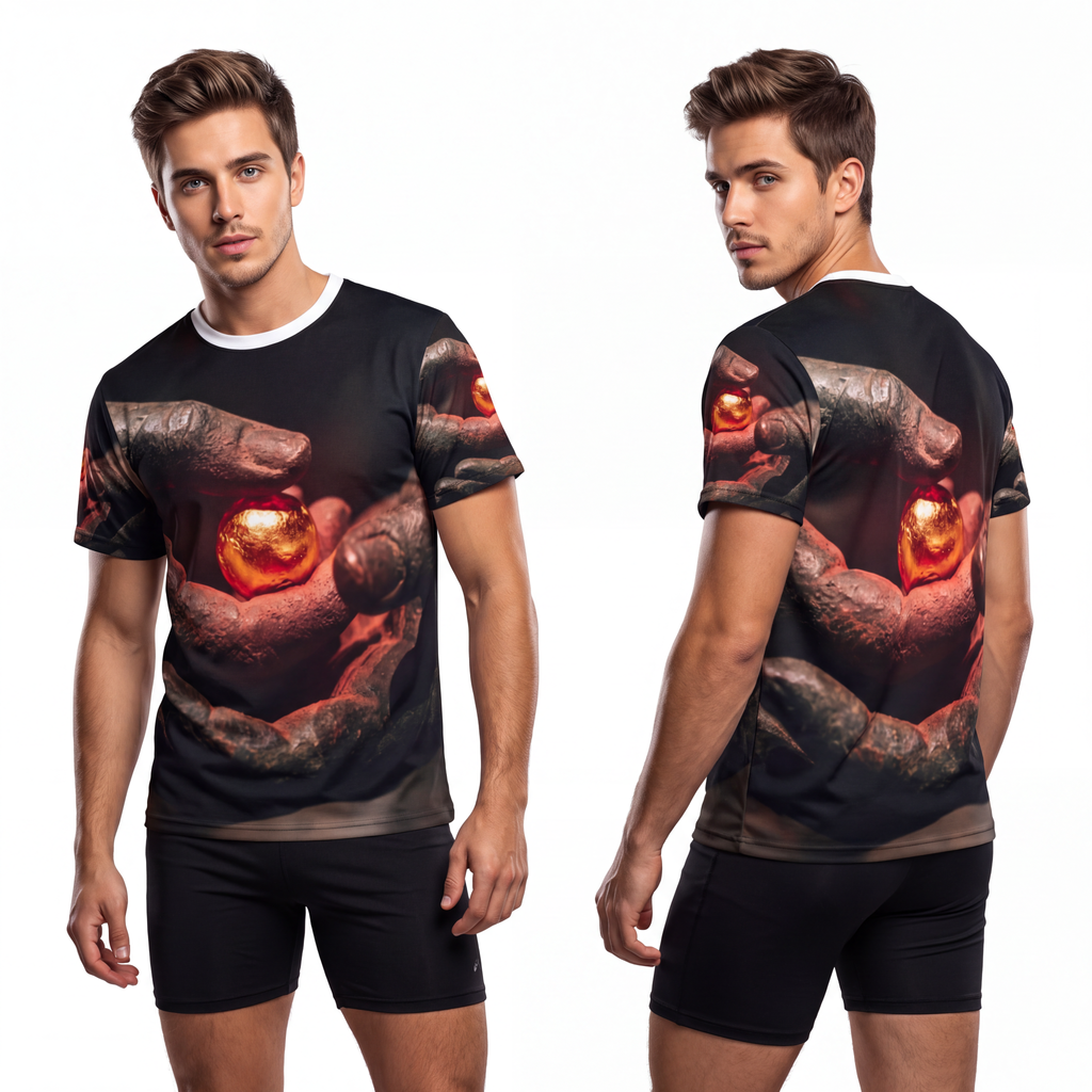 Men's Cut & Sew Tee - Golden Ember | Echovira Gallery
