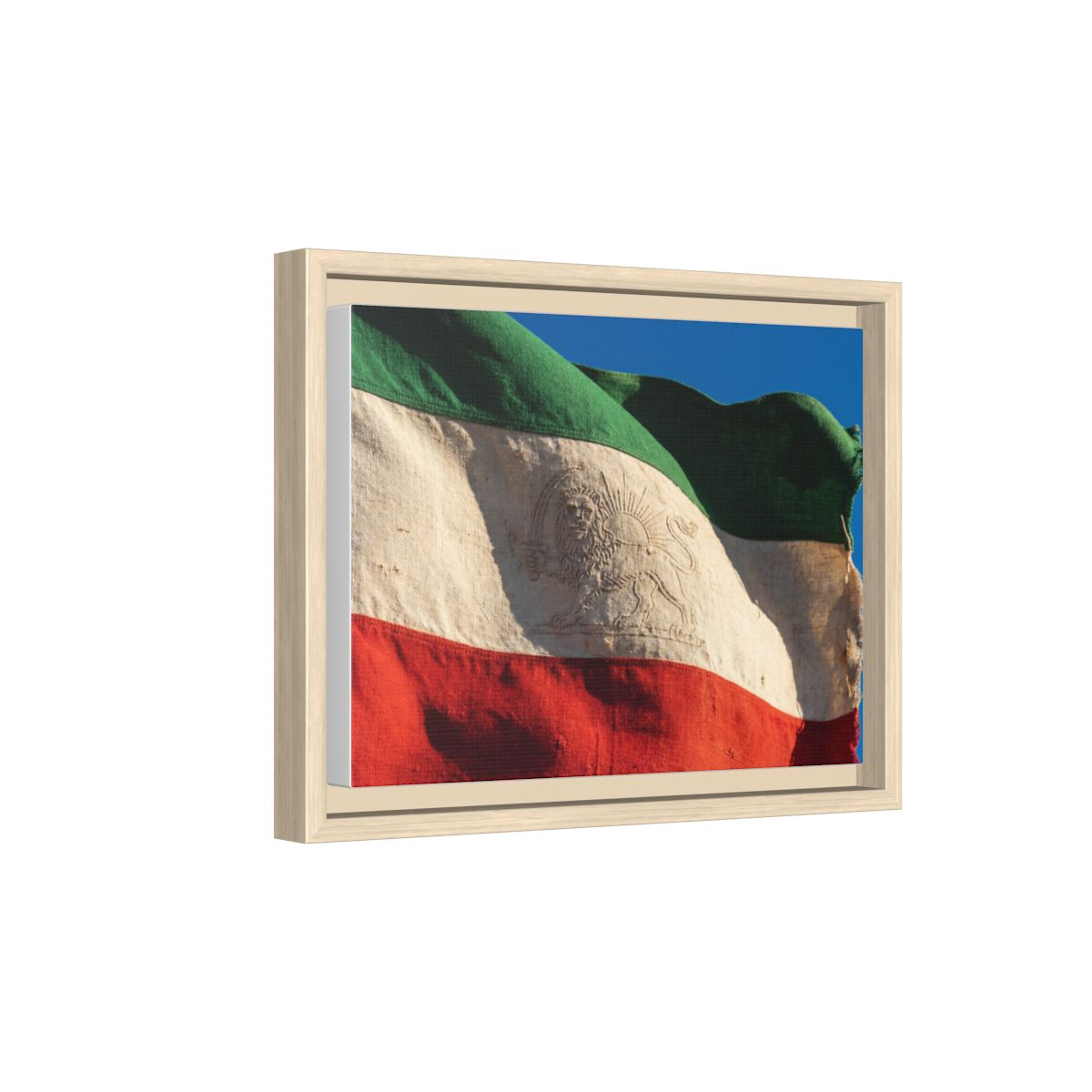 Framed Canvas Art - Distressed Flag — Natural / 1.25"