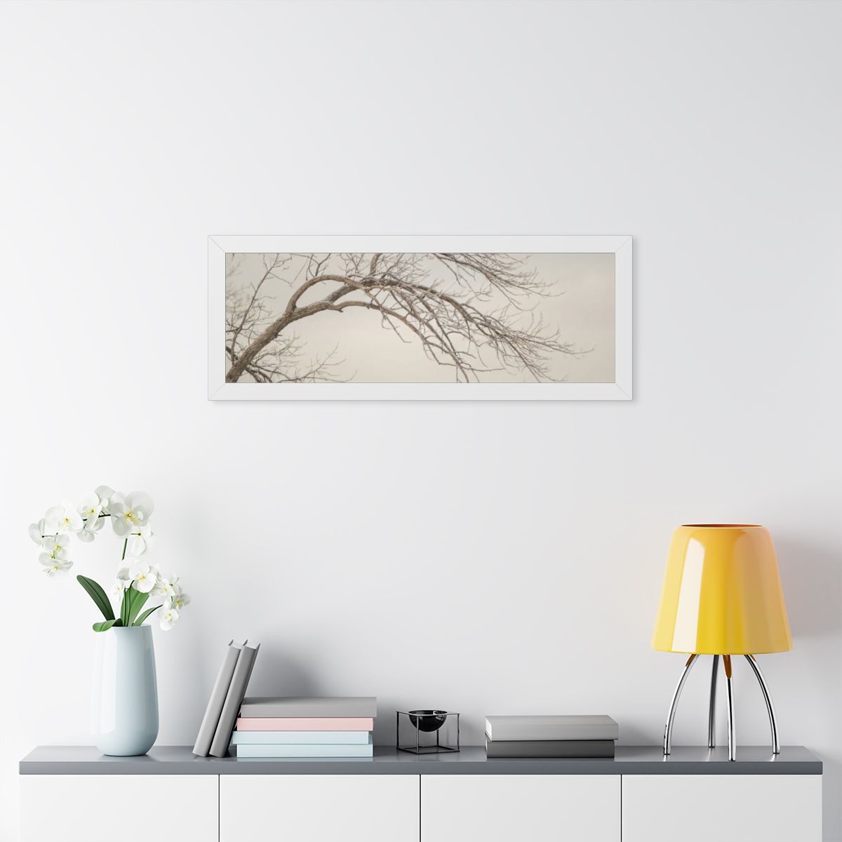 Framed Horizontal Poster - Winter Branch Solitude Landscape...