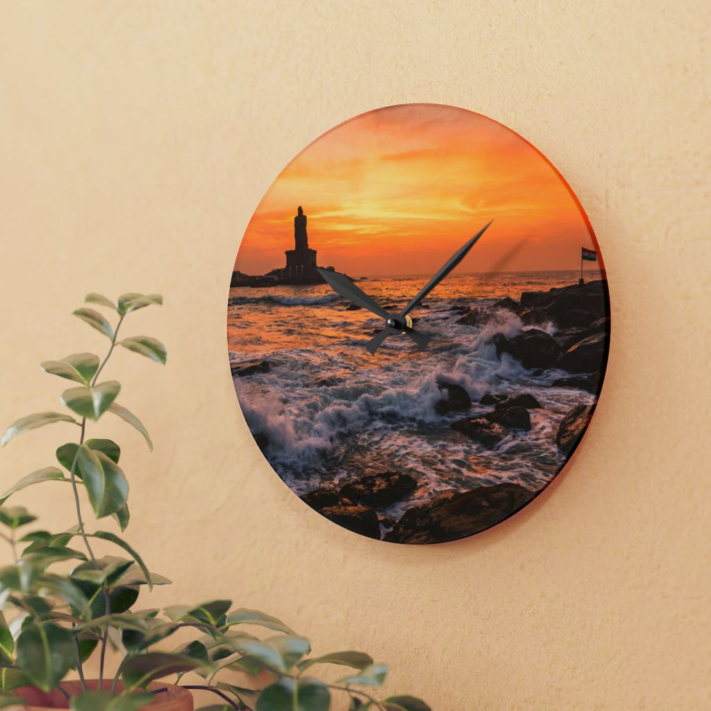 Acrylic Wall Clock - Golden Hour Coast