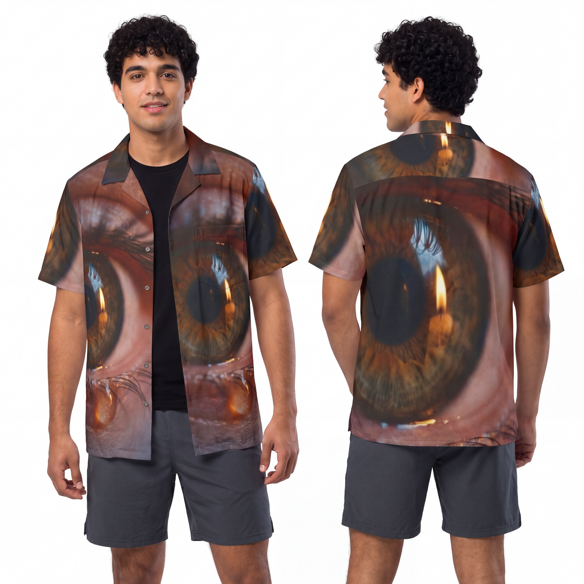 Men's Hawaiian Shirt - Amber Iris Reflection Fine Art Print...