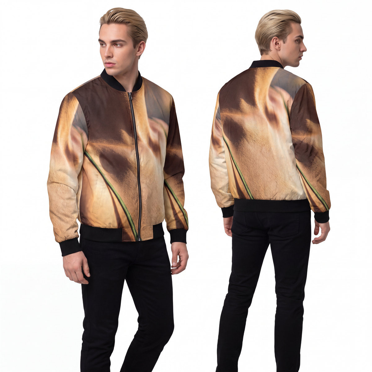 Men's Bomber Jacket - Golden Hour - Emerald Sunset Chic |...
