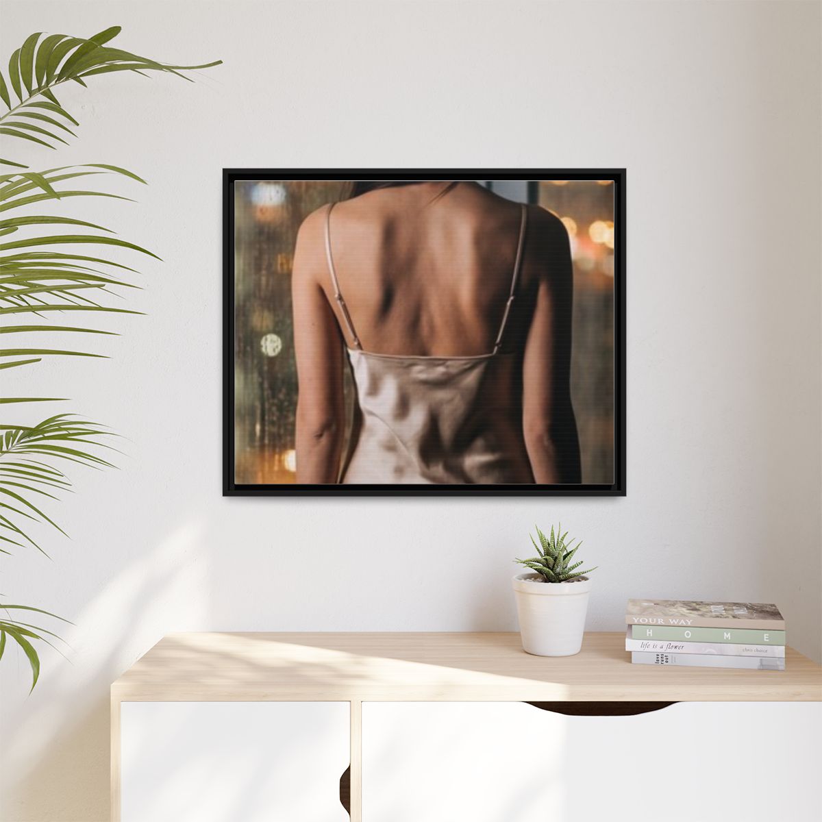 Matte Canvas, Framed - Rainy City lights Glow — Black /... |...