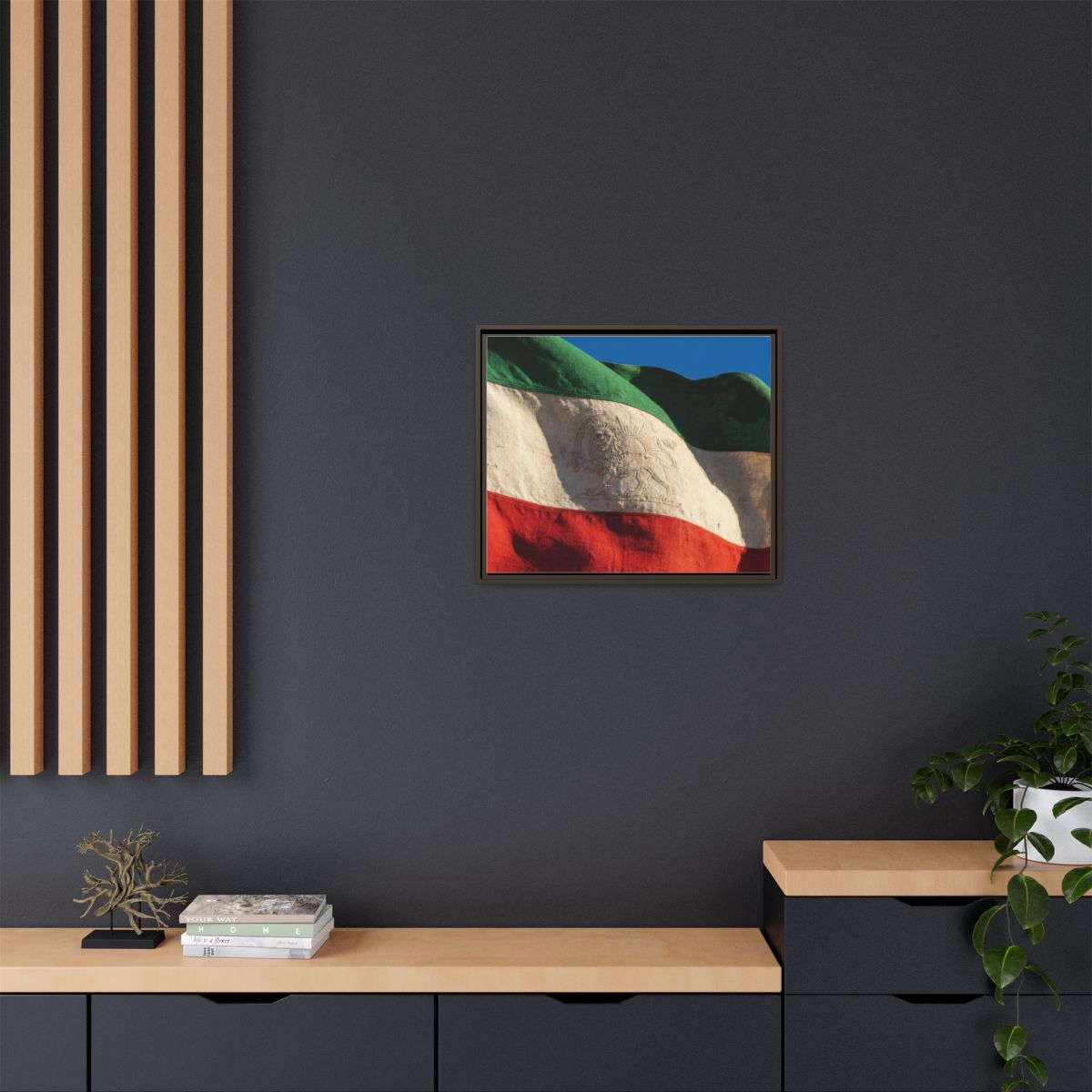 Framed Canvas Art - Distressed Flag — Espresso / 1.25"