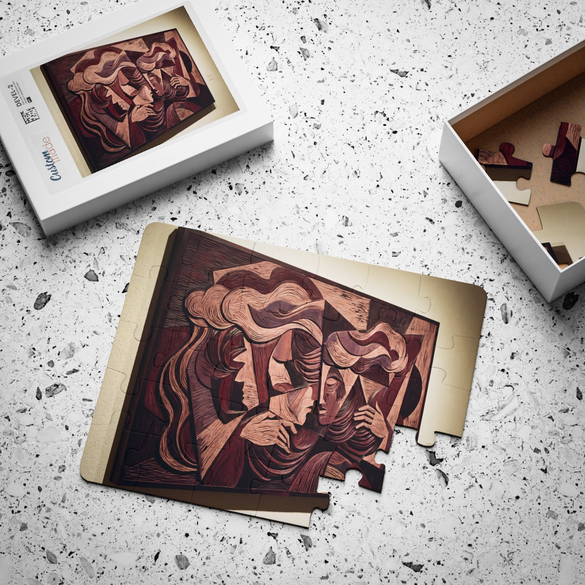 Puzle infantil de 30 piezas: arte cubista en madera