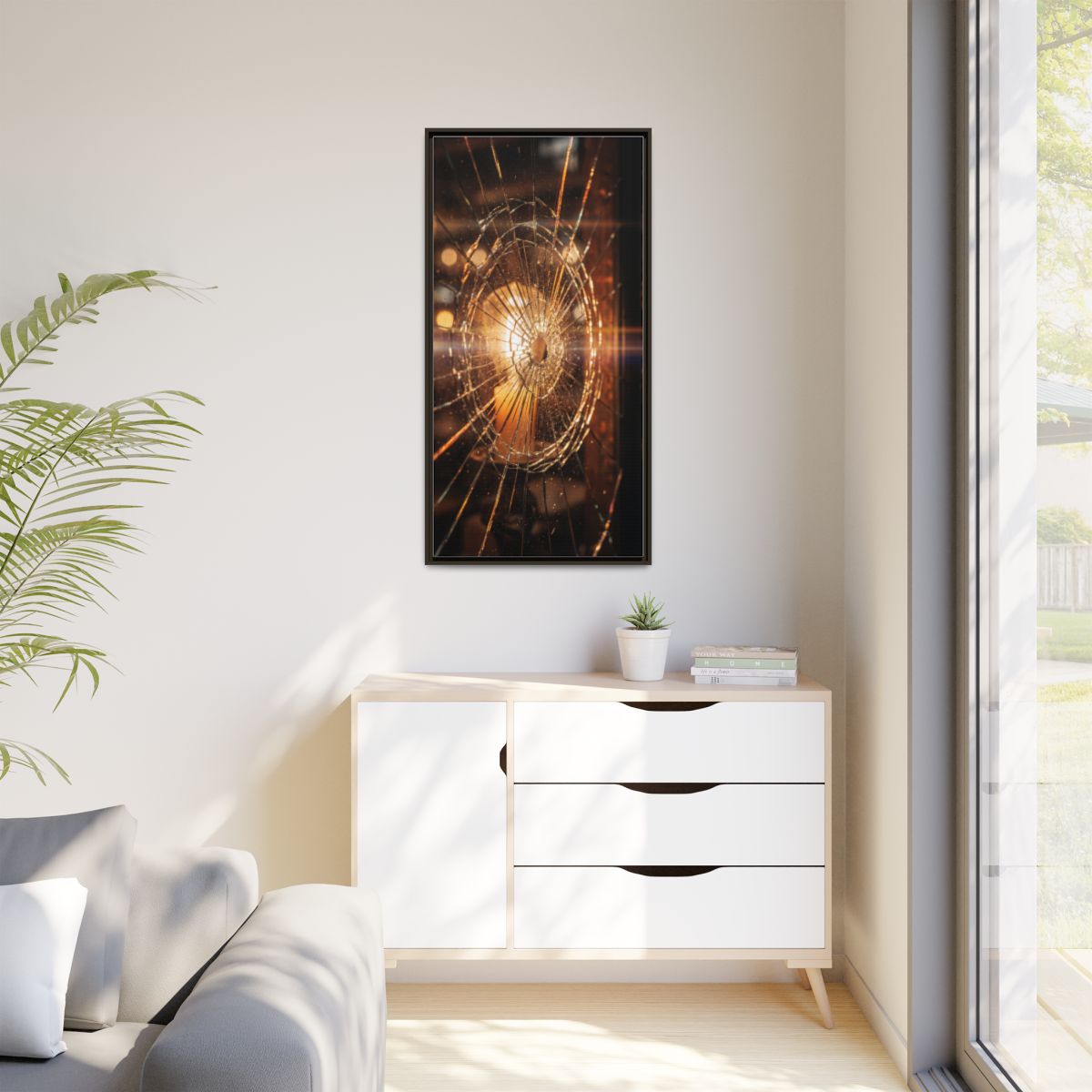Matte Canvas, Framed - Golden Fractured Art — Espresso /......