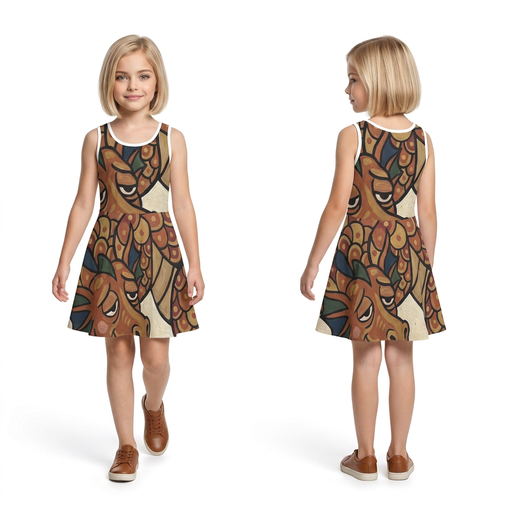 Robe d'été sans manches fille avec dragon de conte