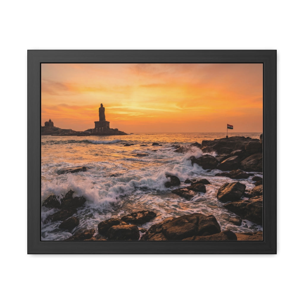Framed Posters - Coastal Golden Glow — Landscape
